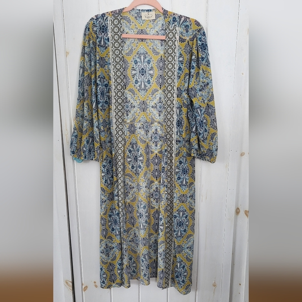 Ember Kimono Topper Multicolor Animal Print Sheer Stretch Open Front